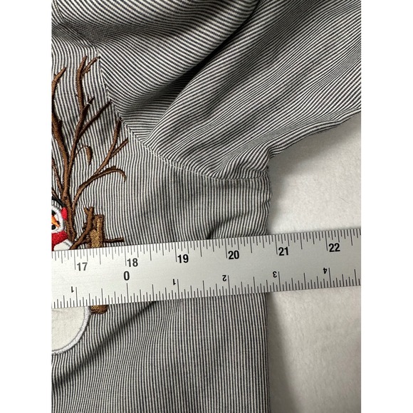 Karen Scott Striped Christmas Holiday Snowman Embroidered Top Blouse Medium‎ - Picture 7 of 8